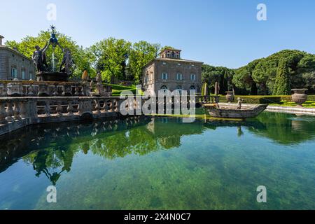 Malerische Aussicht in der herrlichen Villa Lante in Bagnaia, Provinz Viterbo, Latium, Italien. Stockfoto