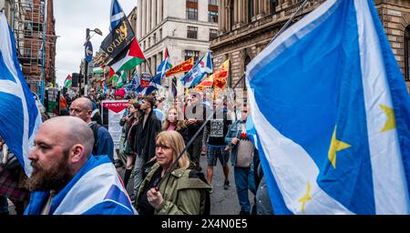 Glasgow, Schottland 4. Mai 2024 :: All Under One Banner March for Independence through the Streets of Glasgow Stockfoto