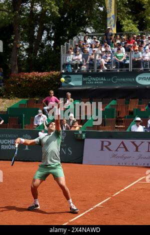 Aix En Provence, Frankreich. Mai 2024. © PHOTOPQR/LA PROVENCE/CYRIL SOLLIER ; Aix-en-Provence ; 04/05/2024 ; Tennis Open d'Aix au Country Club Demie Finale : Roman Safiullin contre Jaume Munar Credit: MAXPPP/Alamy Live News Stockfoto