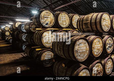 Springbank Destillery Warehouse, Campbeltown, Schottland, Vereinigtes Königreich Stockfoto