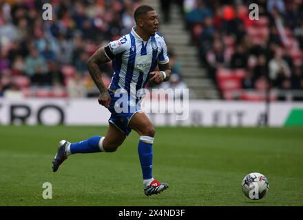 Liam Palmer am Mittwoch in Sheffield während des Sky Bet Championship Matches zwischen Sunderland und Sheffield Wednesday im Stadium of Light, Sunderland am Samstag, den 4. Mai 2024. (Foto: Michael Driver | MI News) Credit: MI News & Sport /Alamy Live News Stockfoto