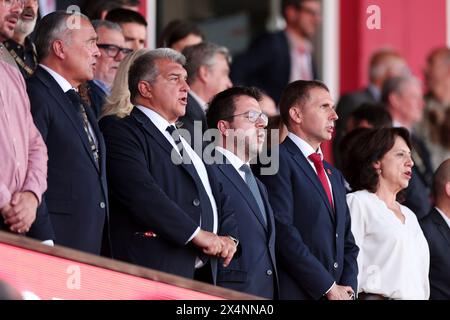 Girona, Spanien. Mai 2024. GIRONA, SPANIEN - 4. MAI: . Joan Laporta während des Liga EA Sports Spiels zwischen Girona FC und FC Barcelona im Estadi Montilivi am 4. Mai 2024 in Girona, Spanien (Credit Image: © David Ramirez/DAX via ZUMA Press Wire) NUR REDAKTIONELLE VERWENDUNG! Nicht für kommerzielle ZWECKE! Quelle: ZUMA Press, Inc./Alamy Live News Stockfoto