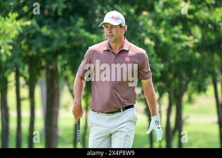 McKinney, TX, USA. Mai 2024. Adam Scott im 7. Loch während der dritten Runde des CJ CUP Byron Nelson Golfturniers auf der TPC Craig Ranch in McKinney, Texas. Gray Siegel/CSM/Alamy Live News Stockfoto