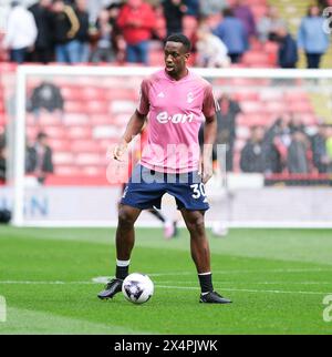 Bramall Lane, Sheffield, Großbritannien. Mai 2024. Premier League Football, Sheffield United gegen Nottingham Forest; Willy Boly aus Nottingham Forest während des warm-up-Vorspiels Credit: Action Plus Sports/Alamy Live News Stockfoto