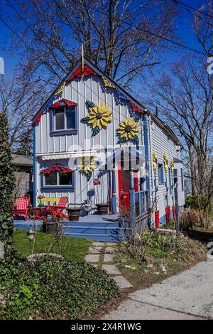 Farbenfrohe und dekorierte Häuser in Grimsby Ontario, Kanada, auch bekannt als die Painted Ladies of Grimsby Stockfoto