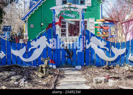 Farbenfrohe und dekorierte Häuser in Grimsby Ontario, Kanada, auch bekannt als die Painted Ladies of Grimsby Stockfoto