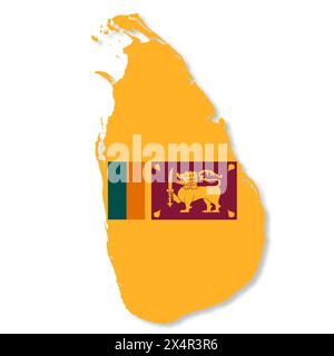 Sri Lanka Flaggenkarte mit Beschneidungspfad Stockfoto