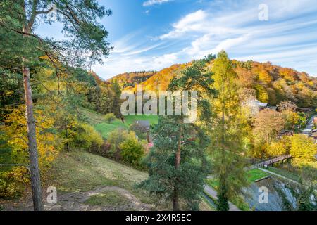 Nationalpark Ojcow, Polen vom Aussichtspunkt Jonaszówka aus gesehen Stockfoto