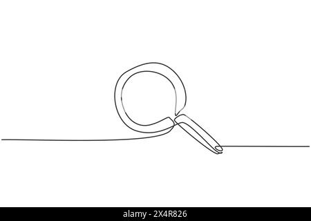 Zoom der Lupe für durchgehende einzeilige Zeichnung. Zurück zur Schule handgezeichnetes Minimalismus-Konzept. Suchsymbol auf der Internet-Website. Einzelne Linie zeichnen Stock Vektor