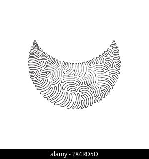 Symbol für eine einzelne einzeilige Zeichnung mit flachem, sichelförmigem Design. Schwarze geometrische Form. Tag- oder Logo-Design. Abstraktes isoliertes Zeichen. Geschäftselement. Wirl cu Stock Vektor