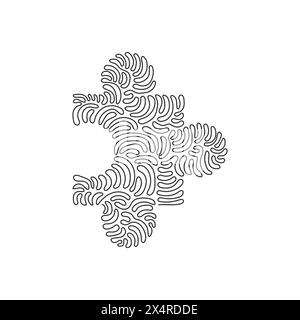Symbol für eine einzelne Linie Zeichnung Puzzle flach. Logo mit dünnen Linien. Umrisssymbol für Webdesign oder mobile App. Piktogramm Puzzle-Kontur. Drall Curl styl Stock Vektor