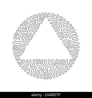 Symbol für das Dreieck der einzelnen durchgehenden Linienzeichnung. Flacher STYLE. Dreieckiges Logo-Symbol für Website-Design, Logo. Dreiecksymbol oder -Zeichen. Drall Curl Circle bac Stock Vektor