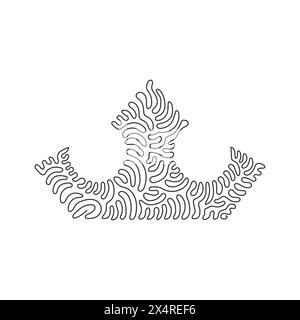 Durchgehende einzeilige Zeichnung geometrischer Formen, Kronensymbol. Monarchie-Autorität und königliche Symbole. Monochrom-Vintage-Ikonen. Wirbelnde Lockenform. Si Stock Vektor