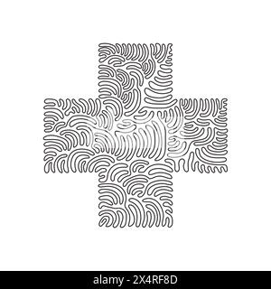 Symbol für einfache, einzeilige Zeichnung mit flachem Design. Schwarze geometrische Form. Tag- oder Logo-Design. Abstraktes isoliertes Zeichen. Geschäftselement. Wirbeln Sie die Locke Stock Vektor