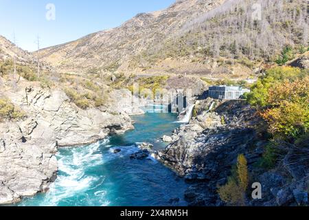 Roaring Meg Lookout, Kawarau Gorge Road, Cromwell, Central Otago, Otago, Südinsel, Neuseeland Stockfoto