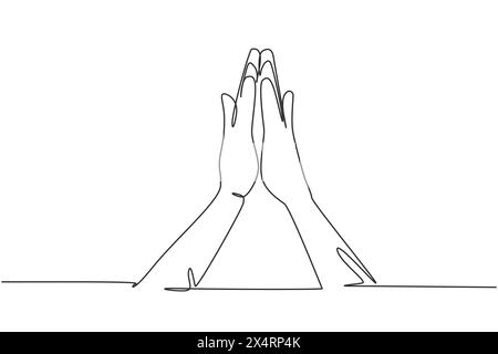 Durchgehende, einzeilige Zeichnungssymbole und -Symbole. Emoji-Handsymbole im Chat der Internetplattform. Kommunikation mit Handgesten. Nonverbale Zeichen. Si Stock Vektor