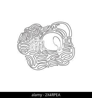 Eine durchgehende Schlange, die gebratenes Eierfrühstück zieht. Omelett-Dotter-Logo. Rührei. Leckeres und gesundes Essen am Morgen. Wirbelnde Lockenform Stock Vektor