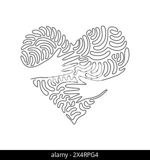 Einzelne durchgehende Linienzeichnung umarmen Herzform Design Vektorvorlage. Symbol oder Logo für Gesundheitssymbol. Wirbelnde Lockenform. Dynamisch ein Stock Vektor