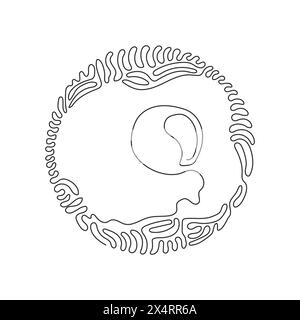 Eine durchgehende Schlange, die gebratenes Eierfrühstück zieht. Omelett-Dotter-Logo. Rührei. Gesunde Ernährung. Hintergrundstil mit kreisenden Wellen. Dynamisch o Stock Vektor