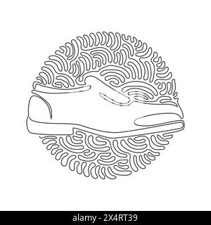 Einzelne durchgehende Linien zeichnen männliche schwarze Lederschuhe. Bequemes Schuhwerk. Herrenschuhe passen zur Mode des Jahres. Wirl Curl Circle Stock Vektor