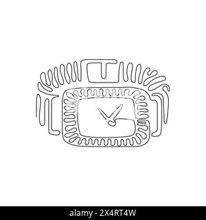 Damenuhr mit einer durchgehenden Linie, goldene und weiße Farbe, mit Diamanten und Strasssteinen, goldenes Armband. Luxusuhr. Wirbelnde Lockenform. Dynami Stock Vektor