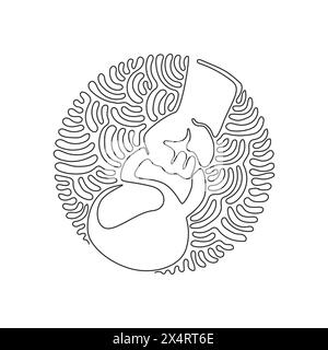 Gewicht der Kettlebell mit einer durchgehenden Linie. Handgezogene Kettlebell. Zeige dich mit einer Kettlebell für Unternehmen, Logo, T-Shirt, Poster. Drall Curl cir Stock Vektor