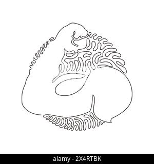 Durchgehende Linie mit starker Kraft, Symbol für Muskelarme. Muskulöse Hand Symbol für Fitness Club Emblem, Stärke menschliche Hand. Wirbeln Sie den Kreis mit Locken Stock Vektor