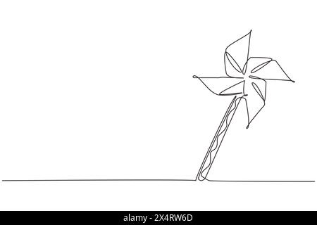 Windmühle aus durchgehendem Zeichnungspapier. Windmühle aus Origami-Papier. Spielgeräte mit Spielzeugdrehrad. Kinderspielzeug dreht sich im Wind. Stock Vektor