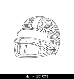 Einfach durchgehende Linie, die American Football Helme zeichnet. Designelement für Logo, Etikett, Emblem, Schild, Poster, t-Shirt. Wirbelnde Lockenform. Dynamisches Modell Stock Vektor