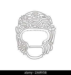 Einfache einzeilige Zeichnung Boxhelm, flaches Symbol, Vorderansicht. Schwarzer Sporthut. Uniform man Maske Sport Symbol. Wirbelnde Lockenform. Moderner Continuo Stock Vektor