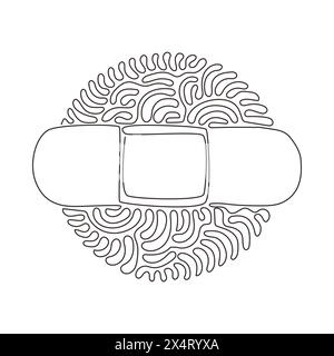 Einzelne durchgehende Linienzieher Klebeverband elastische medizinische Pflaster. Illustration medizinischer Pflaster, elastischer Verbandsplaster. Schwenken des Curl Circle Ba Stock Vektor