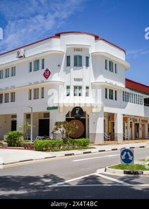 Tiong Bahru modernistische begehbare Apartments in Singapur, entworfen im stromlinienförmigen Moderne Stil von Singapore Improvement Trust (SIT) Stockfoto