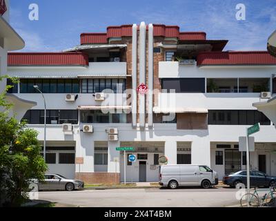 Tiong Bahru modernistische begehbare Apartments in Singapur, entworfen im stromlinienförmigen Moderne Stil von Singapore Improvement Trust (SIT) Stockfoto