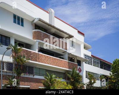 Tiong Bahru modernistische begehbare Apartments in Singapur, entworfen im stromlinienförmigen Moderne Stil von Singapore Improvement Trust (SIT) Stockfoto