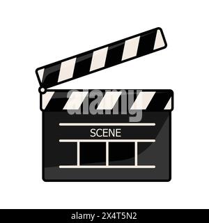 Filmklappertafel isoliert auf weißem Hintergrund. Vektordesign für Illustration und Designelement der Unterhaltungsbranche. Stock Vektor