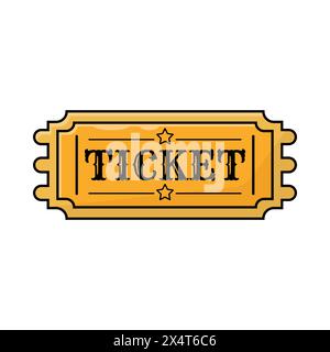 Ticketsymbol auf weißem Hintergrund. Farbenfrohes Design. Vektorillustration im Retro-Design Stock Vektor