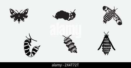 Bagworm Moth Caterpillar Illustration Icon EPS 10 und JPG Stock Vektor