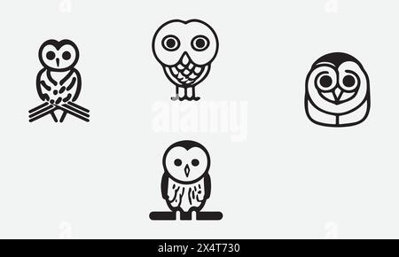 Abbildung mit Barred Owl, minimaler Stil, Symbol EPS 10 und JPG Stock Vektor