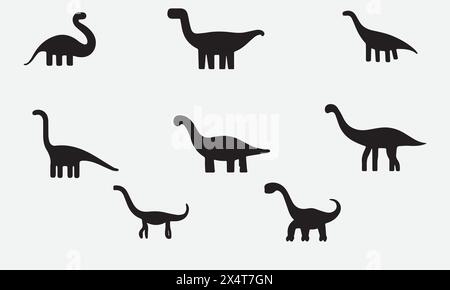 Barosaurus Illustration minimaler Stil Schwarzes Symbol EPS 10 und JPG Stock Vektor