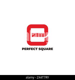 Buchstabe e quadratisch perfekter einfacher Logo-Vektor Stock Vektor