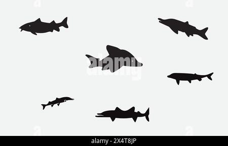 Illustration Beluga Sturgeon Fisch Schwarz Icon Design Stock Vektor