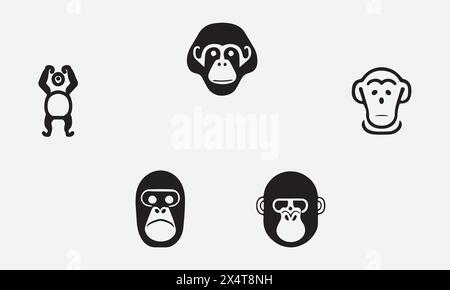 Abbildung Bonobo Black Icon EPS 10 und JPG Design Stock Vektor