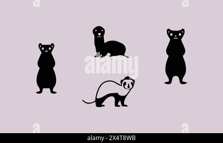 Illustration Fuß Ferret Schwarz Symbol Design Vektor EPS 10 und JPG Stock Vektor