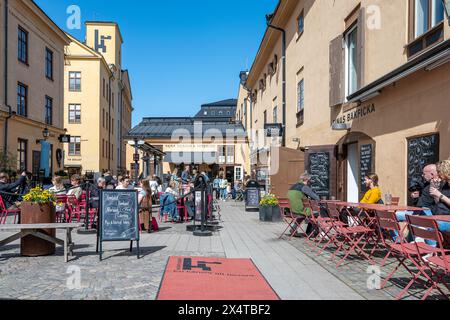 Knappingsborg Stadtblock in Norrköping. Norrköping ist eine historische Industriestadt und der Stadtblock war eine ehemalige Snus-Fabrik aus dem 18. Jahrhundert Stockfoto