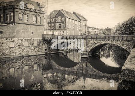 Radcliffe Bridge, River Irwell, Radcliffe, Lancashire, England, Vereinigtes Königreich Stockfoto