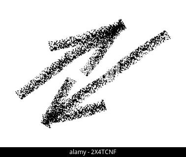 Handgezeichneter einfacher Pfeil, gezeichnet mit Wachsmalstift, Kreide oder Holzkohle. Ungleichmäßige, trockene Textur zur Unterstreichung. Bleistift gezeichnete Linien, durchgestrichen, Stock Vektor
