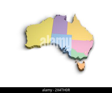 3D Australien Farbkarte Illustration weißer Hintergrund isolieren Stockfoto