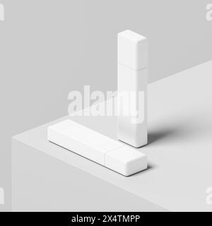Pendrive. Isoliert auf weißem Hintergrund. USB-Flash-Laufwerk. Datenspeichergerät. Stiftantrieb. Ausstellungsständer. Modell. Leer. 3D-Abbildung. Stockfoto