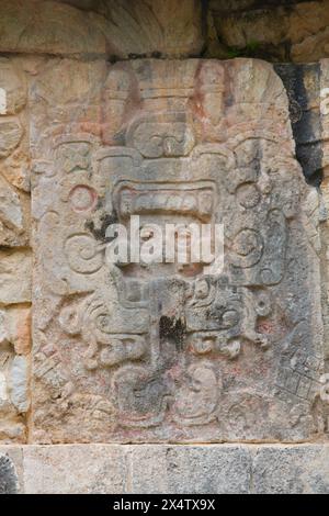 Skulpturen, Venus Plattform, Chichen Itza, UNESCO-Weltkulturerbe, Yucatan, Mexiko Stockfoto