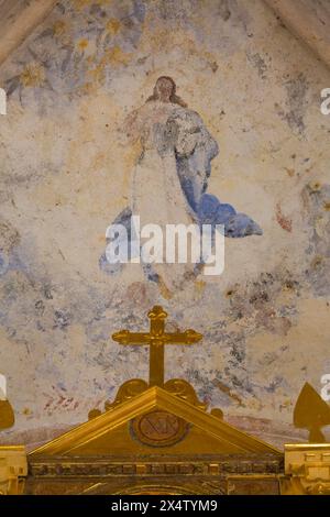 Originalfresken, ehemaliges Kloster San Miguel Erzengel, gegründet 1541 n. Chr., Route of the Convents, Mani, Yucatan, Mexiko Stockfoto